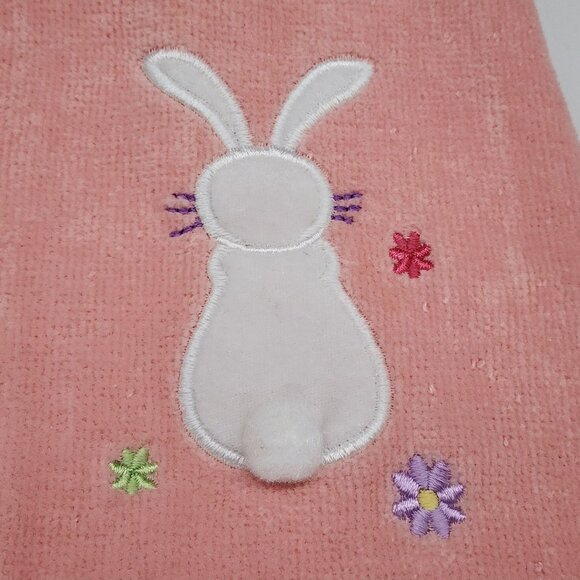 Blossoms & Blooms Pink Bunny Embroidered Hand Towel With Flowers 100% Cotton - Picture 2 of 8